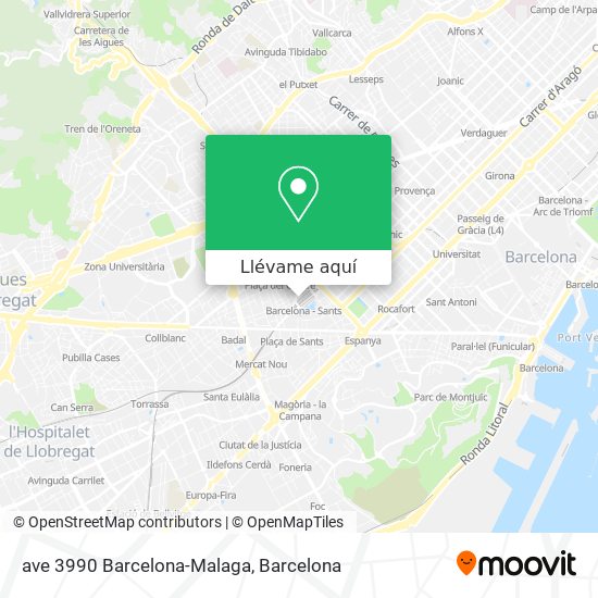 Mapa ave 3990 Barcelona-Malaga