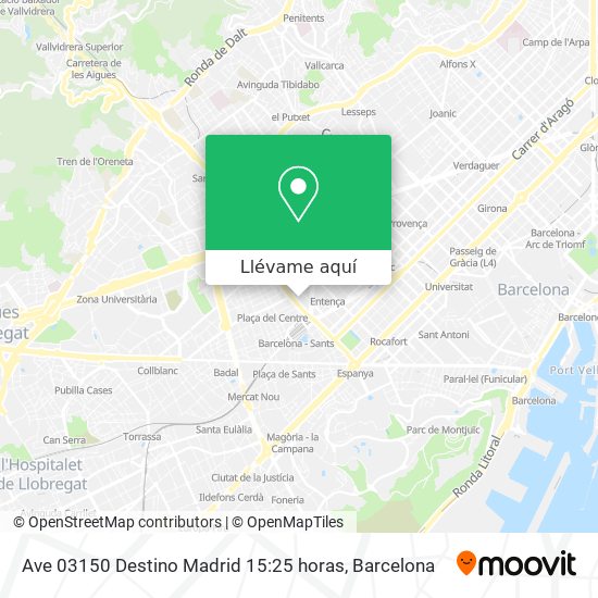 Mapa Ave 03150 Destino Madrid 15:25 horas