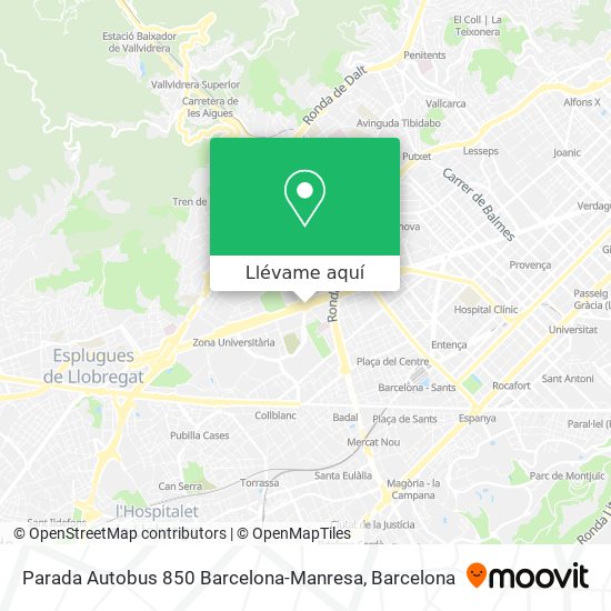 Mapa Parada Autobus 850  Barcelona-Manresa