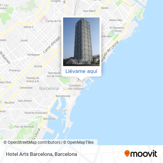 Mapa Hotel Arts Barcelona