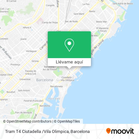 Mapa Tram T4 Ciutadella /Vila Olimpica