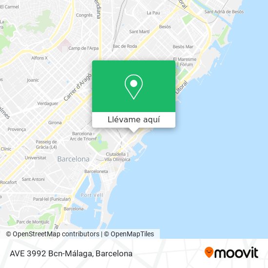 Mapa AVE 3992 Bcn-Málaga