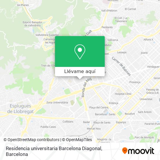 Mapa Residencia universitaria Barcelona Diagonal