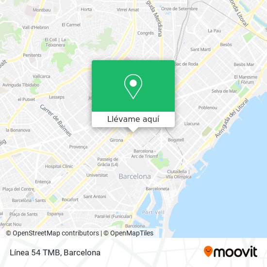 Mapa Línea 54 TMB