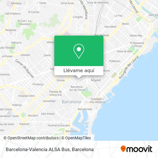 Mapa Barcelona-Valencia ALSA Bus