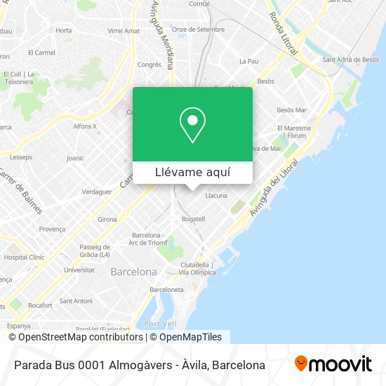 Mapa Parada Bus 0001 Almogàvers - Àvila