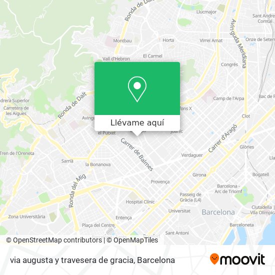 Mapa via augusta y travesera de gracia