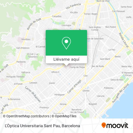 Mapa L'Òptica Universitaria Sant Pau