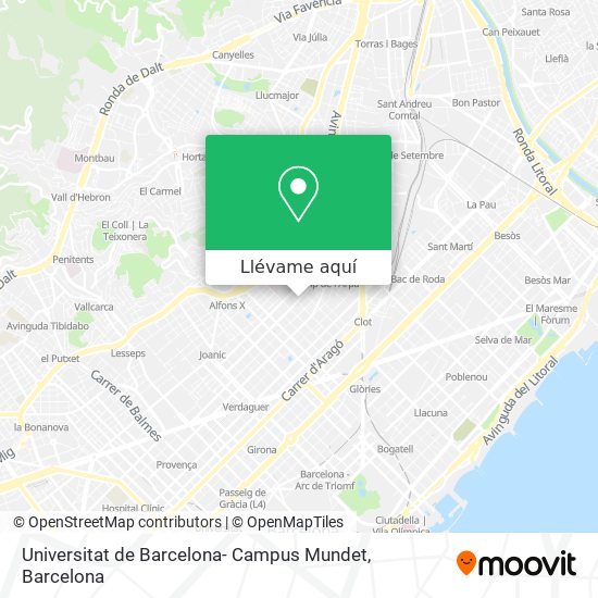 Mapa Universitat de Barcelona- Campus Mundet