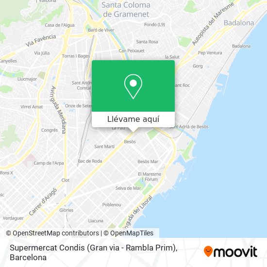Mapa Supermercat Condis (Gran via - Rambla Prim)