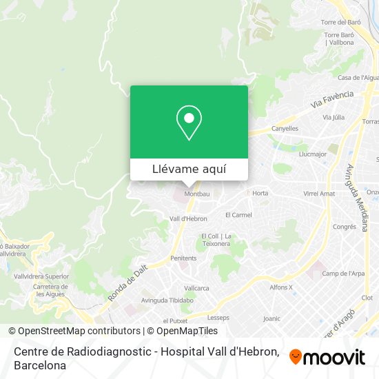 Mapa Centre de Radiodiagnostic - Hospital Vall d'Hebron