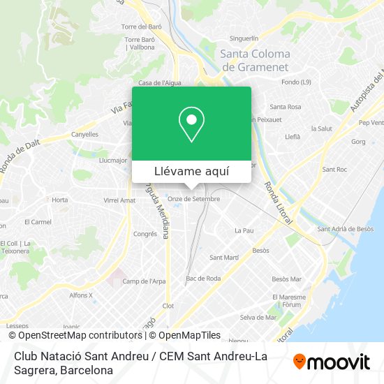 Mapa Club Natació Sant Andreu / CEM Sant Andreu-La Sagrera