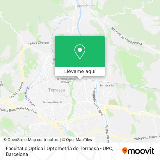 Mapa Facultat d'Òptica i Optometria de Terrassa - UPC