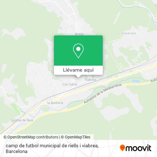 Mapa camp de futbol municipal de riells i viabrea