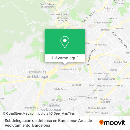 Mapa Subdelegación de defensa en Barcelona- Area de Reclutamiento