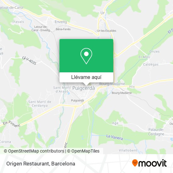 Mapa Origen Restaurant