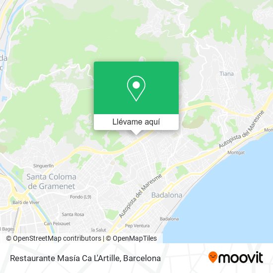Mapa Restaurante Masía Ca L'Artille