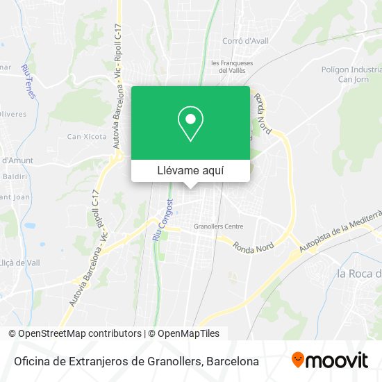 Mapa Oficina de Extranjeros de Granollers