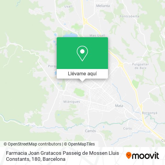 Mapa Farmacia Joan Gratacos Passeig de Mossen Lluis Constants, 180