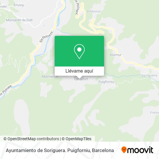 Mapa Ayuntamiento de Soriguera. Puigforniu