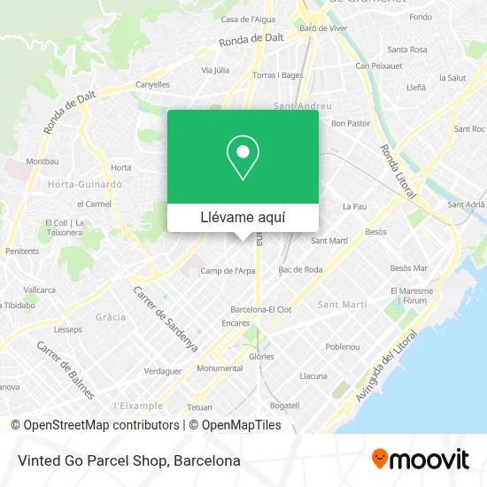 Mapa Vinted Go Parcel Shop