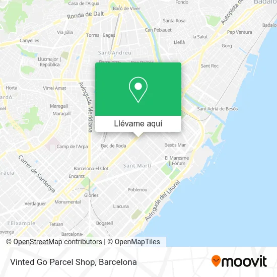Mapa Vinted Go Parcel Shop