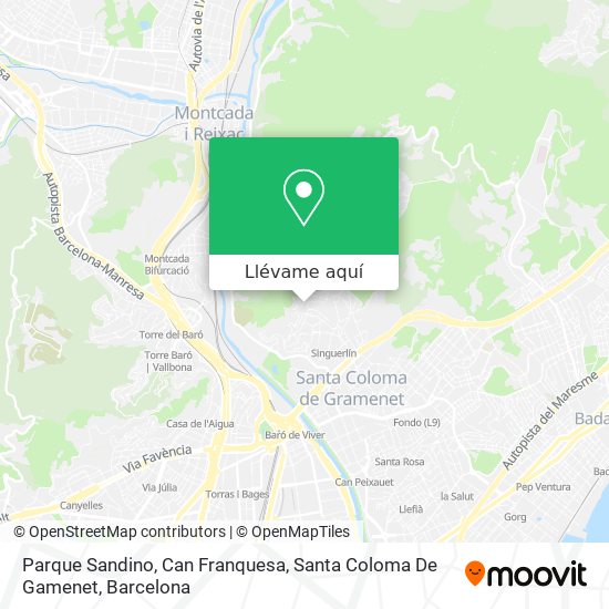 Mapa Parque Sandino, Can Franquesa, Santa Coloma De Gamenet