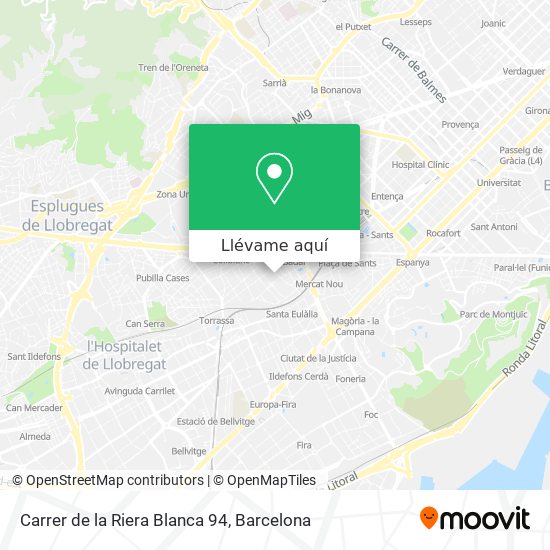 Mapa Carrer de la Riera Blanca 94