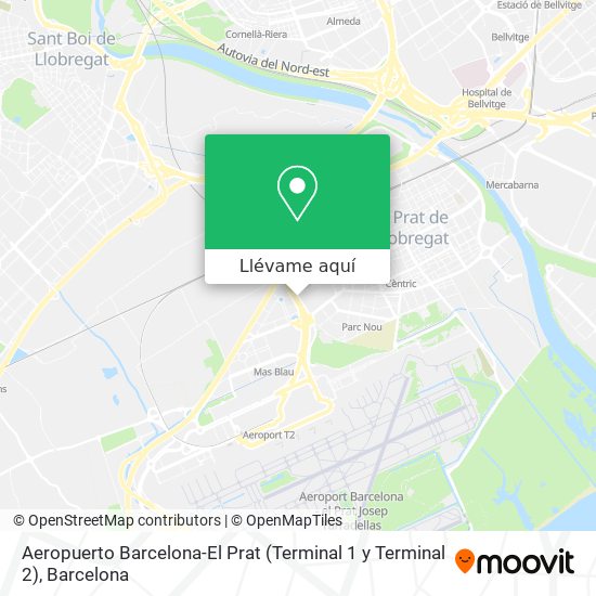 Mapa Aeropuerto Barcelona-El Prat (Terminal 1 y Terminal 2)