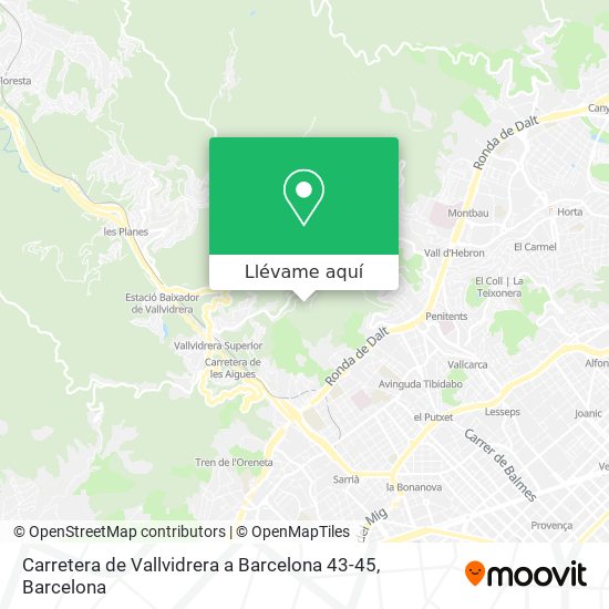 Mapa Carretera de Vallvidrera a Barcelona 43-45