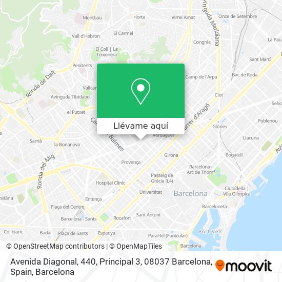 Mapa Avenida Diagonal, 440, Principal 3, 08037 Barcelona, Spain