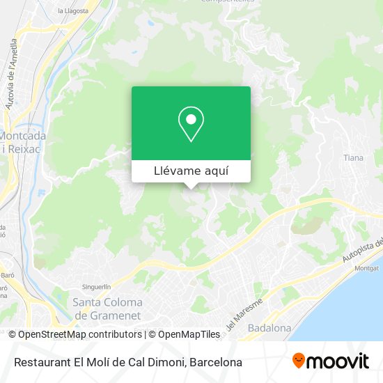 Mapa Restaurant El Molí de Cal Dimoni