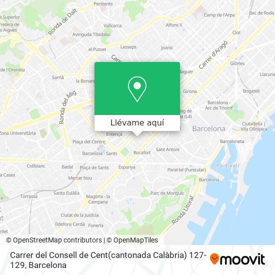 Mapa Carrer del Consell de Cent(cantonada Calàbria) 127-129
