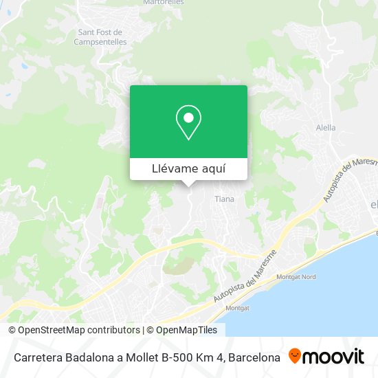 Mapa Carretera Badalona a Mollet B-500 Km 4