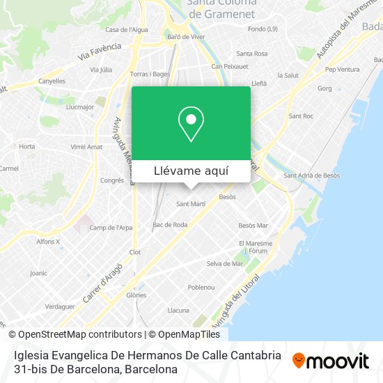 Cómo llegar a Iglesia Evangelica De Hermanos De Calle Cantabria 31-bis De  Barcelona en Metro, Autobús, Tren, Tranvía o Funicular?