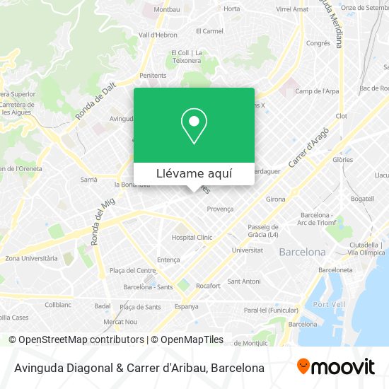 Mapa Avinguda Diagonal & Carrer d'Aribau