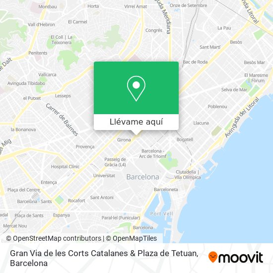 Mapa Gran Via de les Corts Catalanes & Plaza de Tetuan