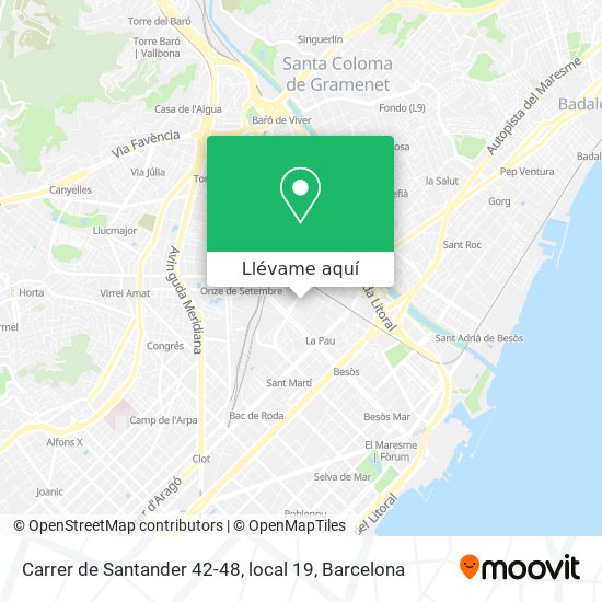 Mapa Carrer de Santander 42-48, local 19