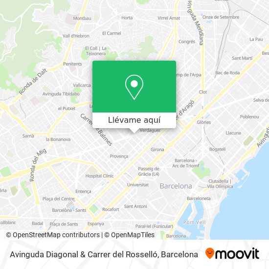 Mapa Avinguda Diagonal & Carrer del Rosselló