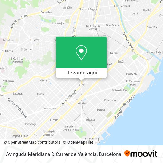 Mapa Avinguda Meridiana & Carrer de València