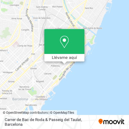 Mapa Carrer de Bac de Roda & Passeig del Taulat