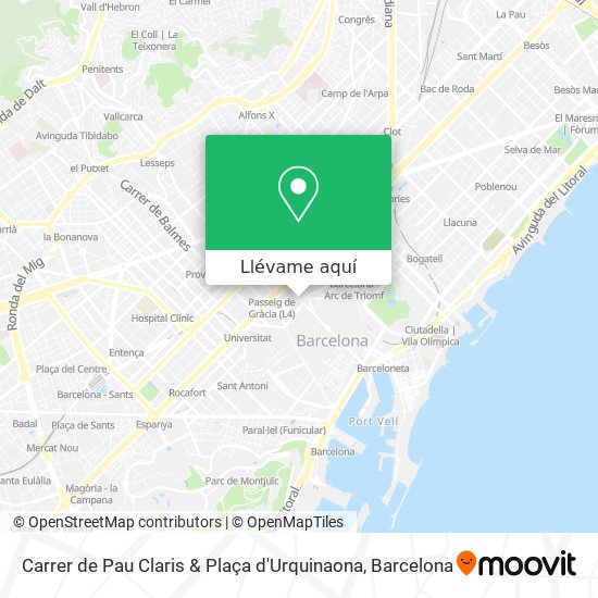 Mapa Carrer de Pau Claris & Plaça d'Urquinaona