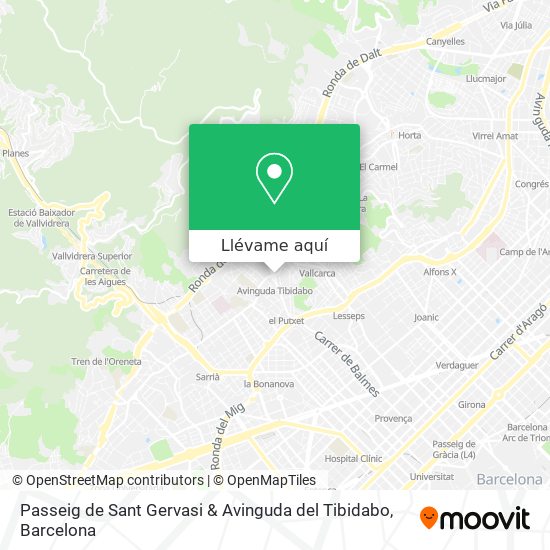 Mapa Passeig de Sant Gervasi & Avinguda del Tibidabo