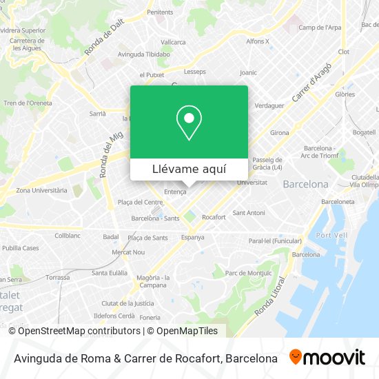 Mapa Avinguda de Roma & Carrer de Rocafort