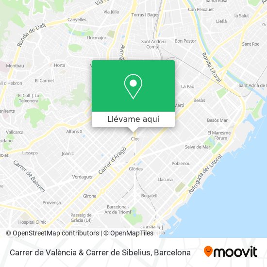 Mapa Carrer de València & Carrer de Sibelius