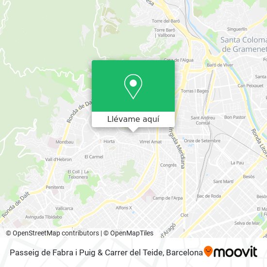 Mapa Passeig de Fabra i Puig & Carrer del Teide