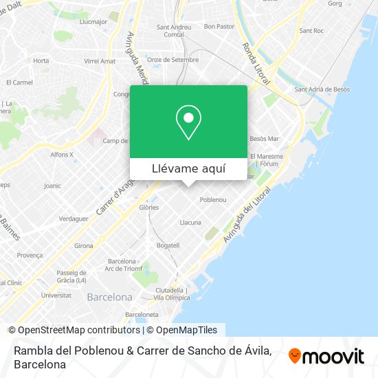 Mapa Rambla del Poblenou & Carrer de Sancho de Ávila