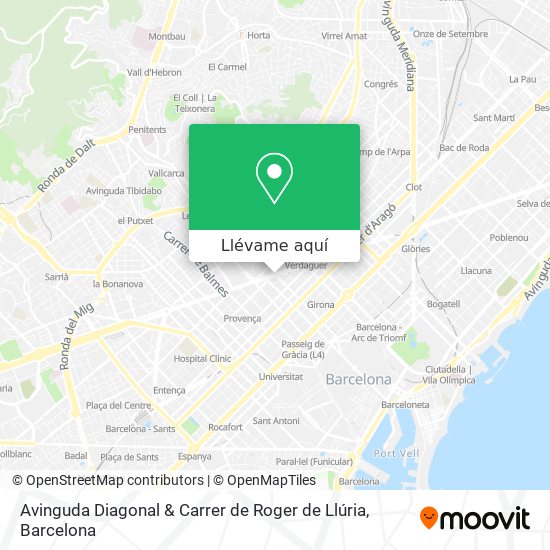 Mapa Avinguda Diagonal & Carrer de Roger de Llúria