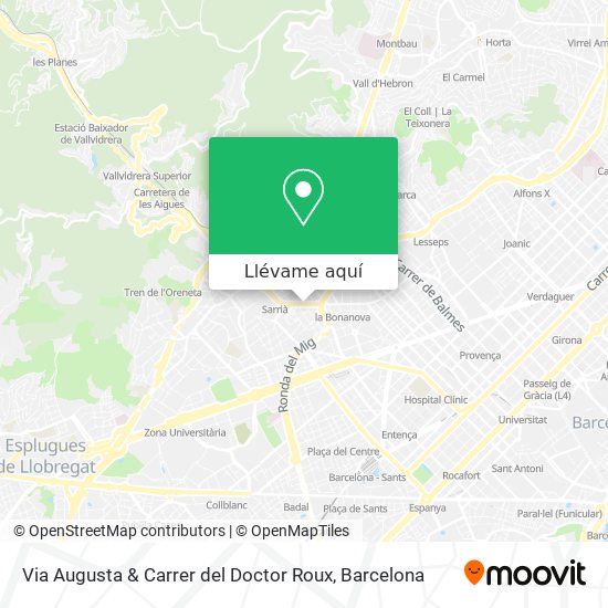 Mapa Via Augusta & Carrer del Doctor Roux