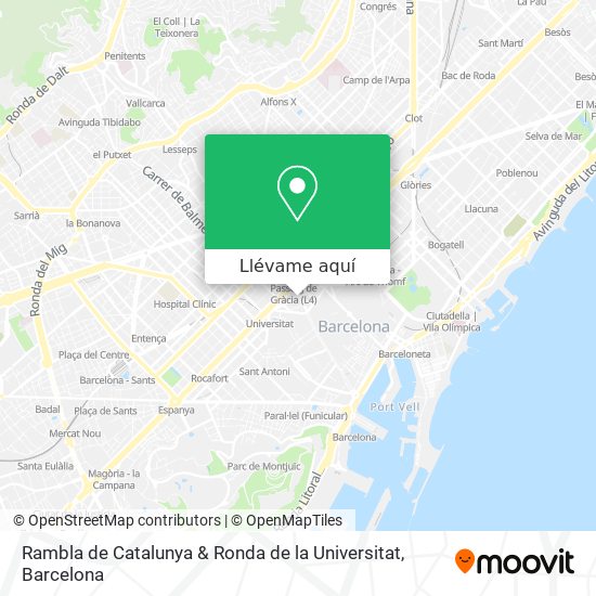 Mapa Rambla de Catalunya & Ronda de la Universitat